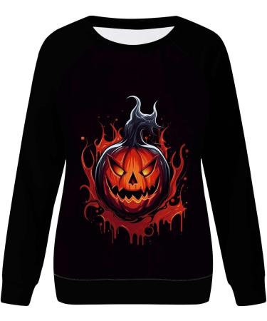 Halloween Costumes Printed Fashionable Casual Long Sleeved Zipper Round Neck Hoodies Sweater Tops Ladies Sweat Orange Large - Buy Online on GoSupps.com