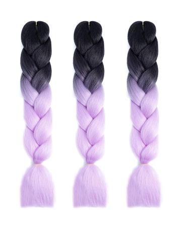 LDMY Jumbo Braiding Hair Extensions - 6PCS Ombre Braids Black to Light Purple 24inch Kanekalon Synthetic Hair for Women - International Shipping Available - Buy Online on GoSupps.com