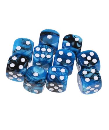 Yiotfandoll 10PCS Polyhedral Dice D6 Dice 16mm Acrylic Dice Game Dice for RPG MTG DND Dice Table Games (Blue Black)