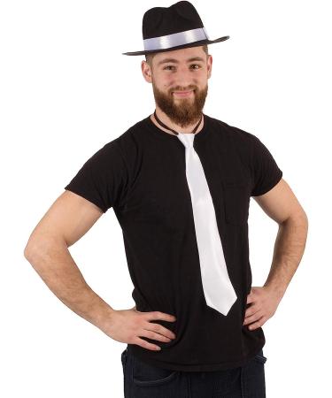 Tigerdoe Fedora Gangster Hat with White Neck Tie - Mobster Costume Set - Buy Online on GoSupps.com