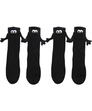 CANBURN Funny Magnetic Suction 3D Doll Couple Socks Unisex Funny Couple Holding Hands Sock for Couple 2Pair Black