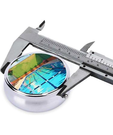 Flamingo Swimming Pool Round Pill Box - 3 Compartment Portable Travel Organizer for Easy Medication Storage - Buy Online on GoSupps.com