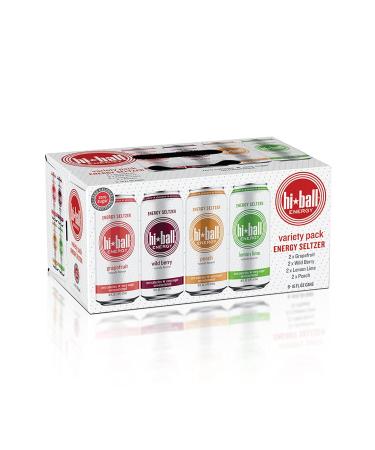 Hiball Clean Energy Seltzer Water, Caffeinated Sparkling Water Made with Vitamin B12 and Vitamin B6, Sugar Free (8 pack of 16 Fl Oz), Variety Pack Variety Pack 16 Fl Oz (Pack of 8)