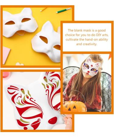 Vaguelly 30 Pack Cat Masks - DIY White Cat Half-Face Masks for Halloween & Cosplay | Therian Masquerade Party Accessories - Buy Online on GoSupps.com