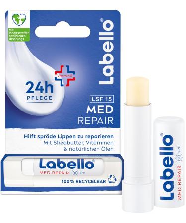 Labello Med Repair Baume l vres sans huile min rale SPF 15 et vitamine E pour l vres gerc es baume l vres au beurre de karit et huiles naturelles (4 8 g) Stift Baume l vres Repair