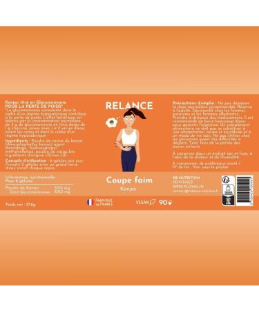 Appetite Suppressant Slimming and Satiety Konjac Weight Loss and Flat Stomach Diet - RELANCE NUTRITION - 90 Capsules 1 Month Vegan - Buy Online on GoSupps.com