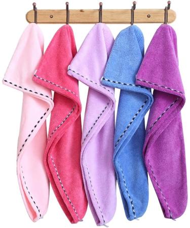 Anller Microfiber Hair Towel Set - Super Absorbent Drying Cloth with Button for Long & Thick Hair - 3 Pack in Red Blue & Purple - Buy Online on GoSupps.com