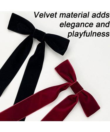 4pcs Velvet Bow Hair Clips Bow Hairpins Ponytail Holder Hair Bow Clips with Long Tail Bowknot Barrette for Kids Girls Women - Buy Online on GoSupps.com