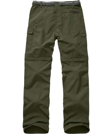 Men's Convertible Zip Off Hiking Pants - Quick Dry Lightweight Cargo Travel Safari Pants 6055 Army Green 30 - Buy Online on GoSupps.com