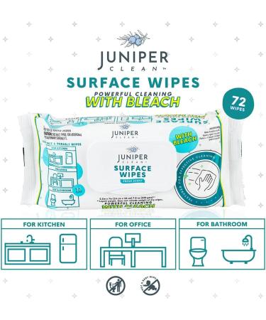 Surface Wipes with Bleach - All-Purpose 72 Count | Fresh Scent Lint Free Durable Cleaner for Kitchen Bathroom & Office - Buy Online on GoSupps.com