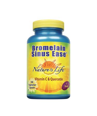 Nature's Life Bromelain Sinus Ease 1200mg | with Vitamin C & Quercetin | Sinus Health, Immune Function & Seasonal Support | 100 Vegetarian Capsules