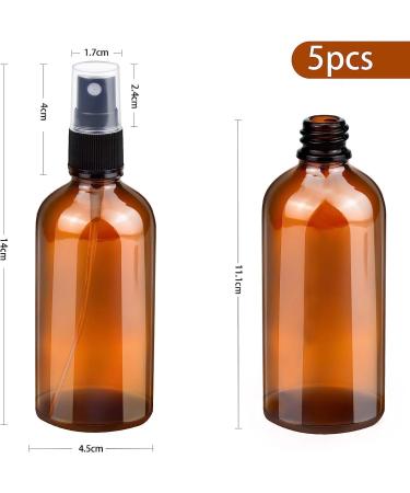 Mofun 5 Pack Amber Glass Spray Bottles 100ML Empty Fine Mist Spray Bottle for Cleaning Perfume Cosmetic Sprays Atomiser Liquid Container Travel Bottle - with Extra 2x Spray Nozzle - Buy Online on GoSupps.com