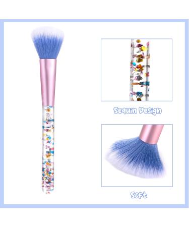 WLLHYF 7 Pack Makeup Brush Set Stylish Glitter Cosmetics Brushes Kit Professional Blending Brush with Crystal Sequins Handle for Eye Shadow Eyeliner Foundation Powder Concealer Blush Lip Women (Blue) - Buy Online on GoSupps.com