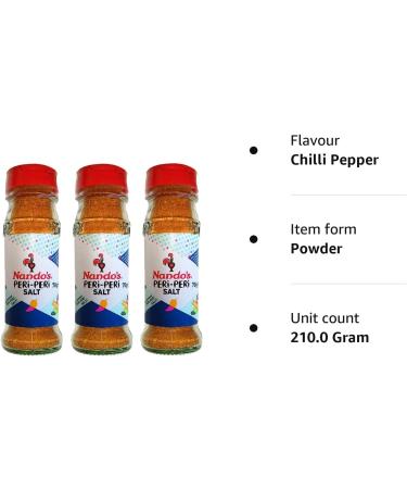 3 x 70g Peri Peri Salt Spicy Medium Hot Chilli Pepper Seasoning Cooking - Buy Online on GoSupps.com