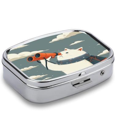 Shop Stylish Orange Binoculars Print Pill Box | 2 Compartment Portable Medicine Organizer | Ideal for Pocket & Purse - Buy Online on GoSupps.com