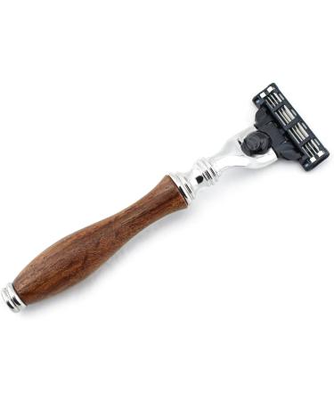 Haryali London Men's Pure Roose Wood Handle Shaving Razor - Designer Box Gift Set with 3 Different Heads: 5 Edge, Triple Edge, and DE Safety Head for Perfect Shave - Mach 3 Compatible - Buy Online on GoSupps.com