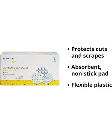 McKesson Kids Adhesive Round Bandages - Fun Assorted Printed Spots - 3 Inches - 100 Count - Boys and Girls - 1 Pack - Buy Online on GoSupps.com