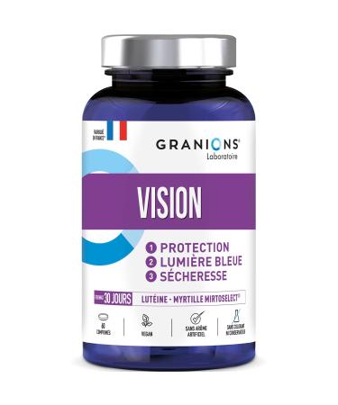 Vision GRANIONS | Eye Supplement | Mirtoselect + Lutein + Zeaxanthin + Vitamins | Eye tension sight dry and tired eyes | Made in France | Size 1 Month