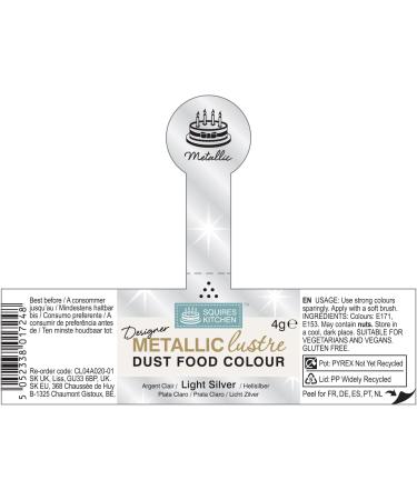 Squires Kitchen Metallic Lustre Dust in Light Silver - 4g | Designer Metallic Pigment for Cake Decorating - Buy Online on GoSupps.com