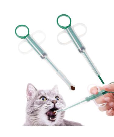 Pet Pill Dispenser 2 Pieces Medicine Shooter Feeder Pill Plunger Popper for Small Cat Dog Soft Tip Tablet Syringe Pusher Animal Silicone Medicine Feeder Feeding Accessories (Green)