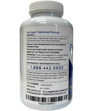 PROOPTIC Traditional Formula (AREDS 2 Based Formula) 180 Capsules - 6 Month Supply - One Capsule Per Day - Buy Online on GoSupps.com