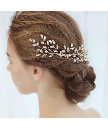 Teyglen Dainty Rhinestone Bride Wedding Hair Comb Headband | Luxurious Rose Gold Bridal Side Hair Combs for Women - Buy Online on GoSupps.com