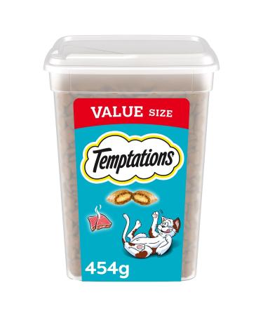 TEMPTATIONS Adult Cat Treats Tempting Tuna Flavour 454g Tub Cat Treats Tuna 454 g (Pack of 1)