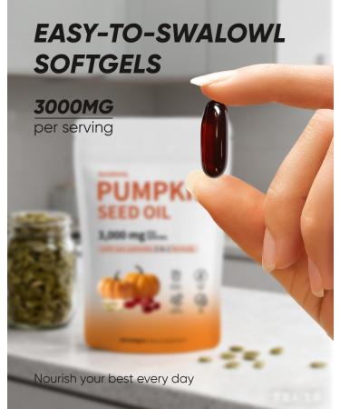 Pumpkin Seed Oil Capsules | 300 Softgels Pumpkin Seed Oil 2 in 1 with Saw Palmetto | Hair Growth&Shedding Reduction | Plant-Based Formula for Hormonal Balance, Bladder Comfort & Restful Sleep - Buy Online on GoSupps.com