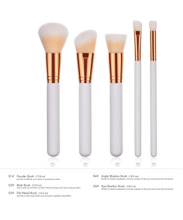 5pcs Makeup Tool Set - Powder Lip Eyeliner Eyeshadow Foundation & Concealer Brushes - White | International Shipping - Buy Online on GoSupps.com