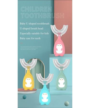 Kids U-Shaped Toothbrush Food Grade Soft Silicone Brush Head Manual Training 360 Effective Deep Cleaning Oral Teeth Cleaning Design for Toddlers and Children Green-Small - Buy Online on GoSupps.com