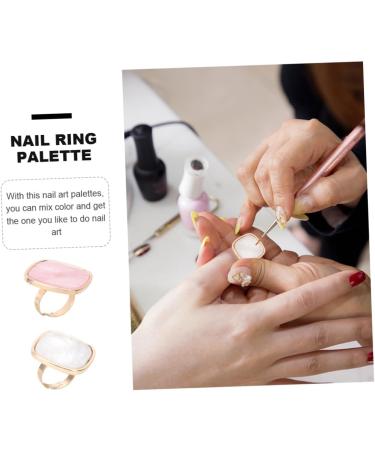  Anneome Anneome 2 Piece Marble Nail Art Ring Palettes Unique Shell Color Palettes Portable Ring Mixing Palettes for Party Use - Buy Online on GoSupps.com