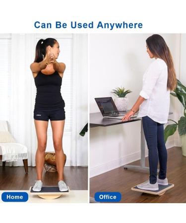 StrongTek Wooden Balance Board - Professional Rocker Board for Standing Desk, Core Strength, Stability - Anti-Slip Roller for Under Desk Use - Office Wobble Board Essential - Buy Online on GoSupps.com