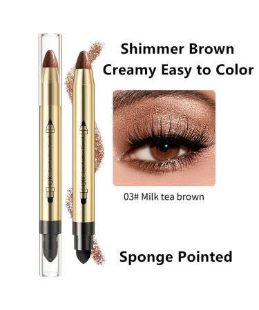 Go Ho Brown Highlighter Eyeshadow Stick - Cream-to-Powder Eye Brightener Crayon Pen - Shimmer Brown 03 - Buy Online on GoSupps.com