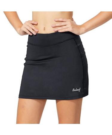 BALEAF Women's Tennis Skirt Golf Skorts Skirts Athletic Skirts with Shorts Pockets Running Workout Sports Black Large