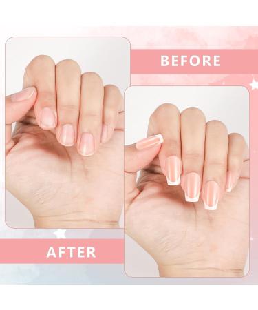 JSRQT 360 Pieces French Tip False Nails Artificial Acrylic French Nails Stick on Nails Nude Color Full Cover Fake Nails Tips for Women Girls Press on Nails Square Long Nail Art Manicure Decorations - Buy Online on GoSupps.com