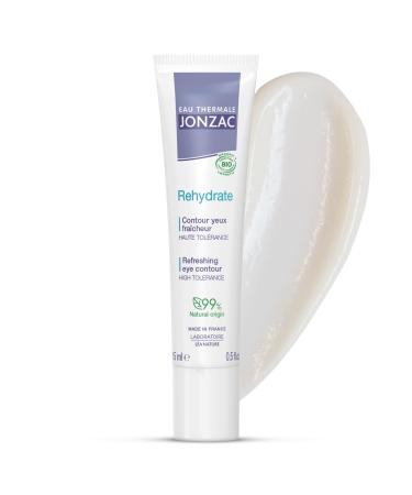 Rehydrate Organic Refreshing Eye Contour Cream - Soothing Hydration with Hyaluronic Acid For Dark Circles -For Sensitive Skin 0.5 Fl Oz
