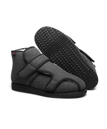 Diabetic Shoes for Women Thickening Diabetic Shoes for Men Unisex Velcro Sneakers A Cozy Winter for Seniors 5 Dark Grey