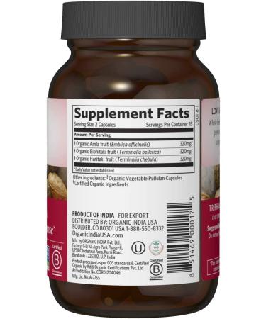 Buy Organic India Triphala - 90 Vegetarian Capsules for Digestive Health - Buy Online on GoSupps.com