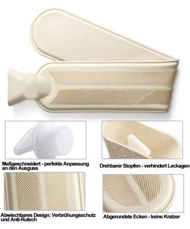 Rubber Hot Water Bottle - 72cm Large Hot Water Bag with Soft Fluffy Cover for Neck & Shoulder Pain Relief | Premium Removable & Washable 2L Heated Pad - Buy Online on GoSupps.com