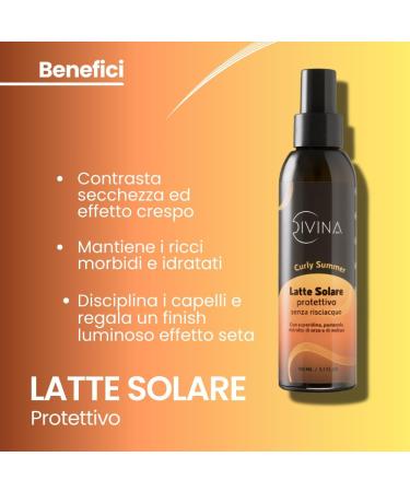  DIVINA BLK Divina BLK Curly Summer Protective Leave-In Sun Lotion for Wavy Curly and Super Curly Hair with hesperidin Panthenol Barley Extract and Lemon Balm (150ml) - Buy Online on GoSupps.com