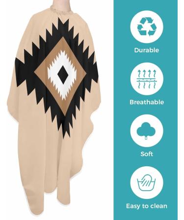 Brown Aztec Barber Cape - Adjustable Hair Cutting Cape for Women Men Kids | Boho Southwestern Design | 55x63 Inch Light Brown Hairdressing Accessory - Buy Online on GoSupps.com