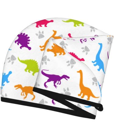 Colorful Dinosaur Microfiber Hair Towel | Super Absorbent Quick Drying Turban for Curly Long Thick Hair | Hair Wrap Bonnet Cap for Women Girls & Kids - Buy Online on GoSupps.com