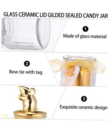OUNONA 1pc Box Glass Candy Box Glass Storage Can Ceramic Candy Jar Sealed Container Glass Jars Sealed Candy Jar Sweets Jar Treat Canister Glass Candy Jar Storage Bottle Gilded Gift Bottle - Buy Online on GoSupps.com