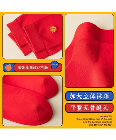 Chinese New Year Red Lucky Socks - 4 Pairs | Embroidered Spring Festival Gift | Size 39-44 - Buy Online on GoSupps.com