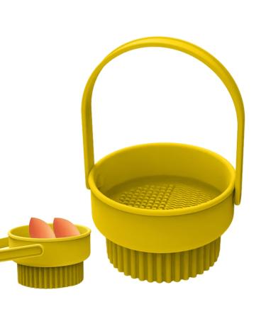 Makeup Brush Cleaning Bowl - Cosmetic Brush Cleaner Mat - 3 in Makeup Brush Puff Cleaning 1 Brush Cleaning Mat with Brush Drying Holder Silicone Make Up Brush Storage Cleaning Bowl for Sponge Yellow