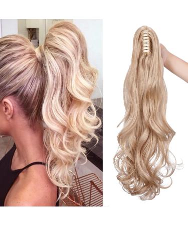 Sego 50cm hair part braid ponytail ponytail hair extension clip in extensions voluminous claw on synthetic hair wavy ashblond mix blonde blonde 24 "(60cm) -150g attracted ashblond mix bleach blonde