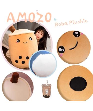 AMOZO Cute Cartoon Boba Milk Tea Plush Doll - 35cm Beige Giant Bubble Plushie Stuffed Tea Cup Pillow Gift Toy - Buy Online on GoSupps.com