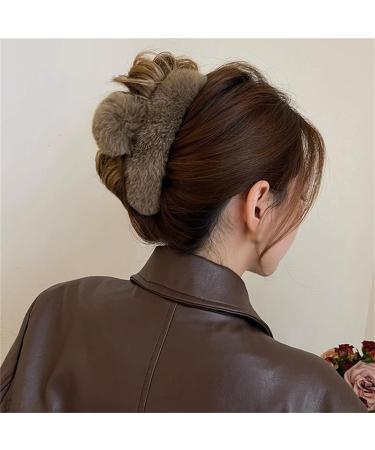 Cute Plush Hair Clips Fluffy Hair Clips Thick Hair Big Paw Clips Plush Hair Clips for Most Women (khaki L) khaki L - Buy Online on GoSupps.com
