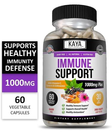 Kaya Naturals Elderberry Immune Support Capsules - 60 Count | Zinc, Vitamin C, Probiotics & Turmeric for Adults | Sambucus Elderberry Vitamins for Immune System Booster - Buy Online on GoSupps.com