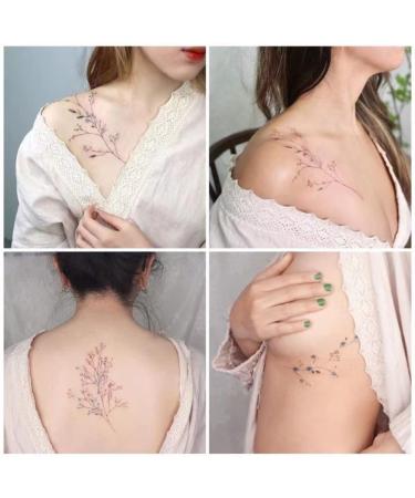 Gypsophila Watercolor Temporary Tattoo - Long Lasting and Realistic Fake Tattoo Stickers in Green - for Women, Girls, and Kids - Buy Online on GoSupps.com